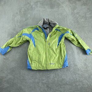 Obermeyer Juniors Weather X System Jacket Size 14 Green & Blue Waterproof 4970